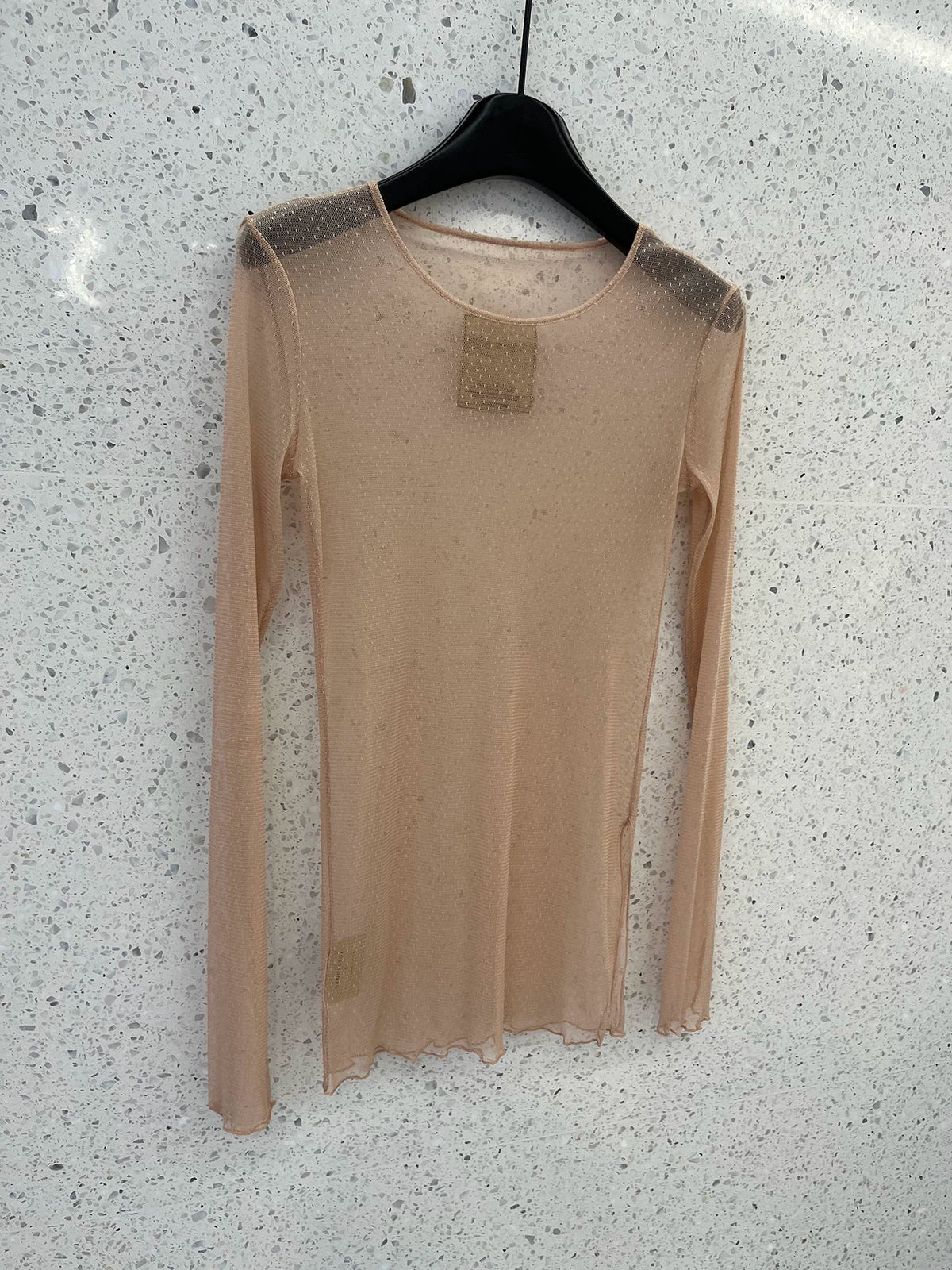 SHEER POLKA DOT MESH TOP