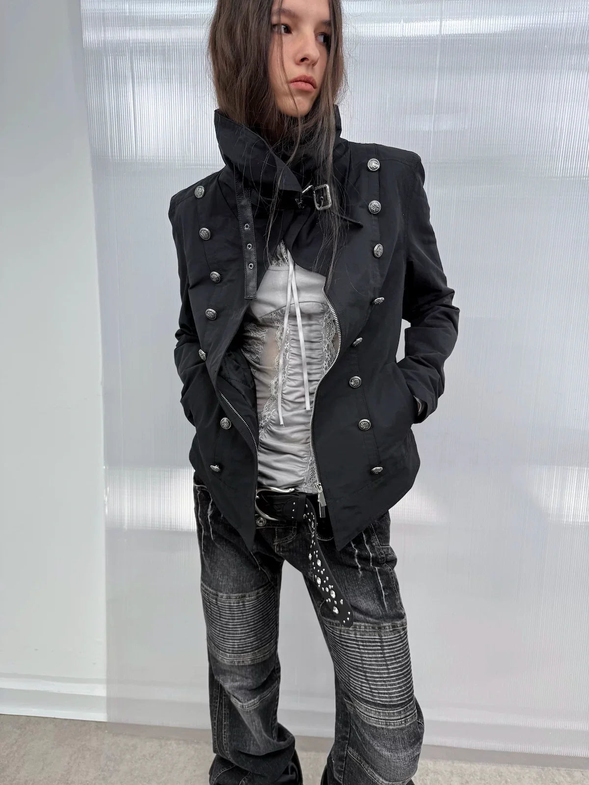 RETRO HIGH COLLAR COTTON JACKET