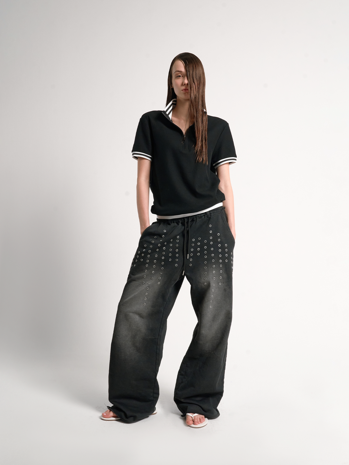 VEGAN DRILL WASHED BAGGY PANTS