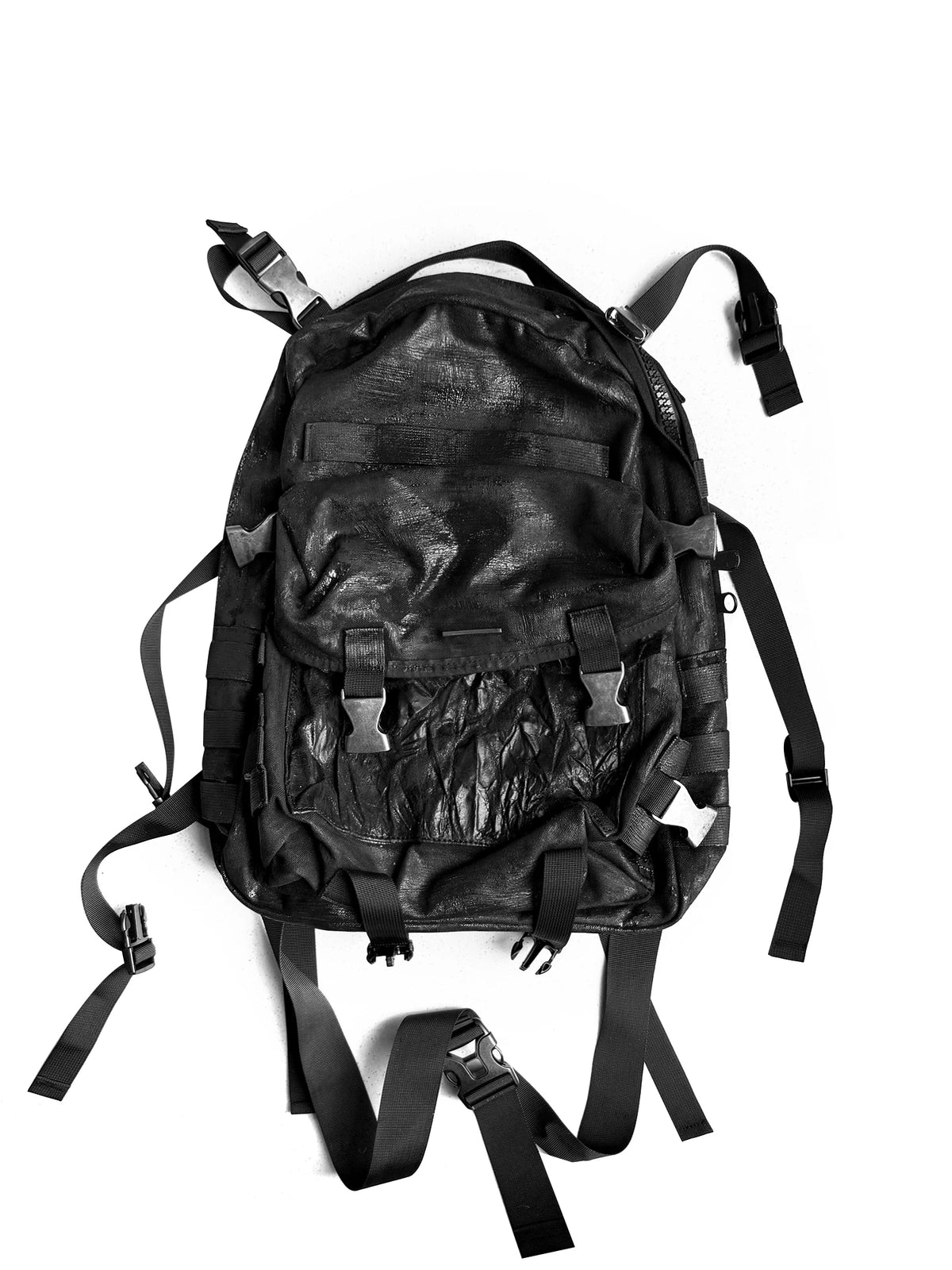 CRACKLE COATED NYLON BACKPACK