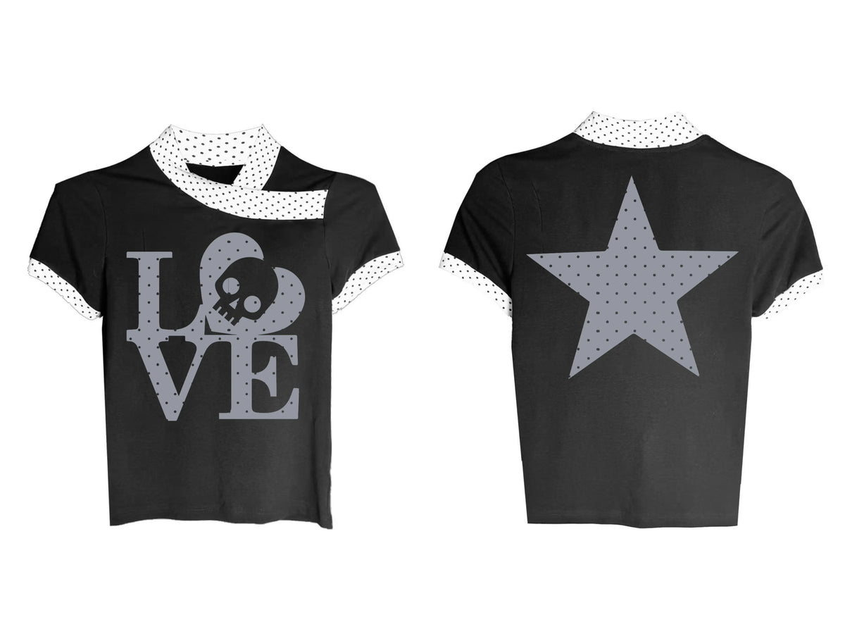 Y2K SKULL POLKA DOT TEE
