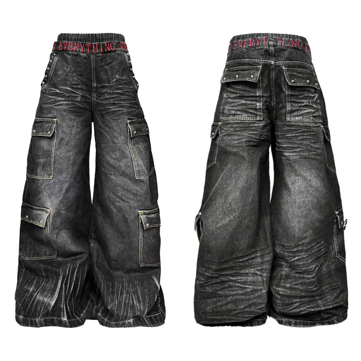 EMBROIDERED A-LINE WORK JEANS