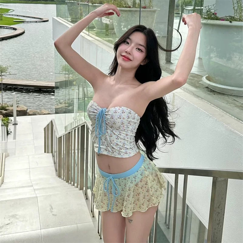 FLORAL SKIRT BIKINI SET