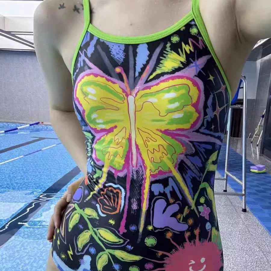 BUTTERFLY STYLE SPORTS SWIMSUIT