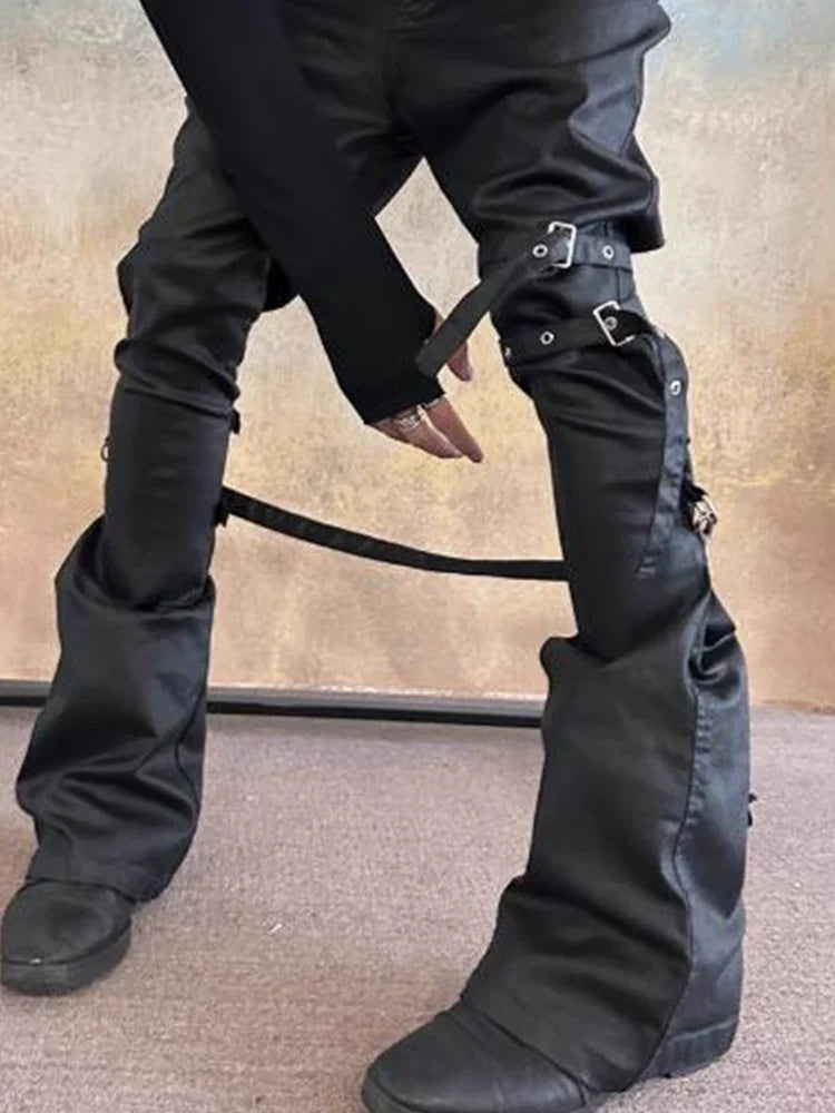 PUNK STYLE WAX DENIM PANTS