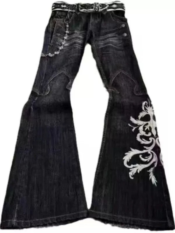 PUNK FLARE EMBROIDERED JEANS
