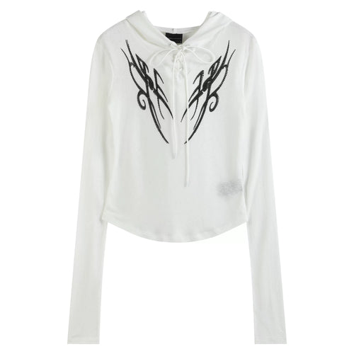 RHINESTONE SNOWFLAKE HOODIE T-SHIRT
