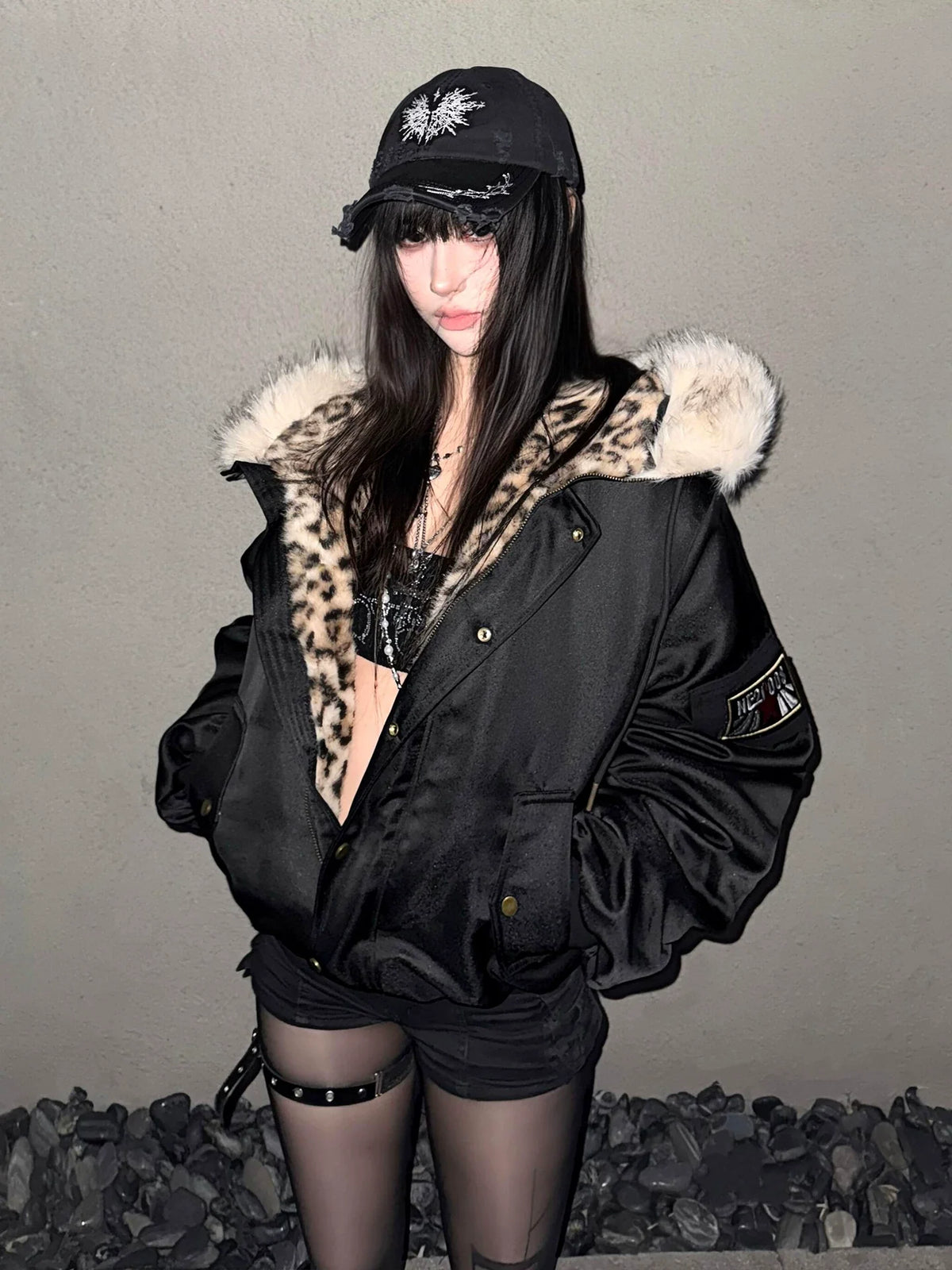 LEOPARD PRINT PILOT JACKET