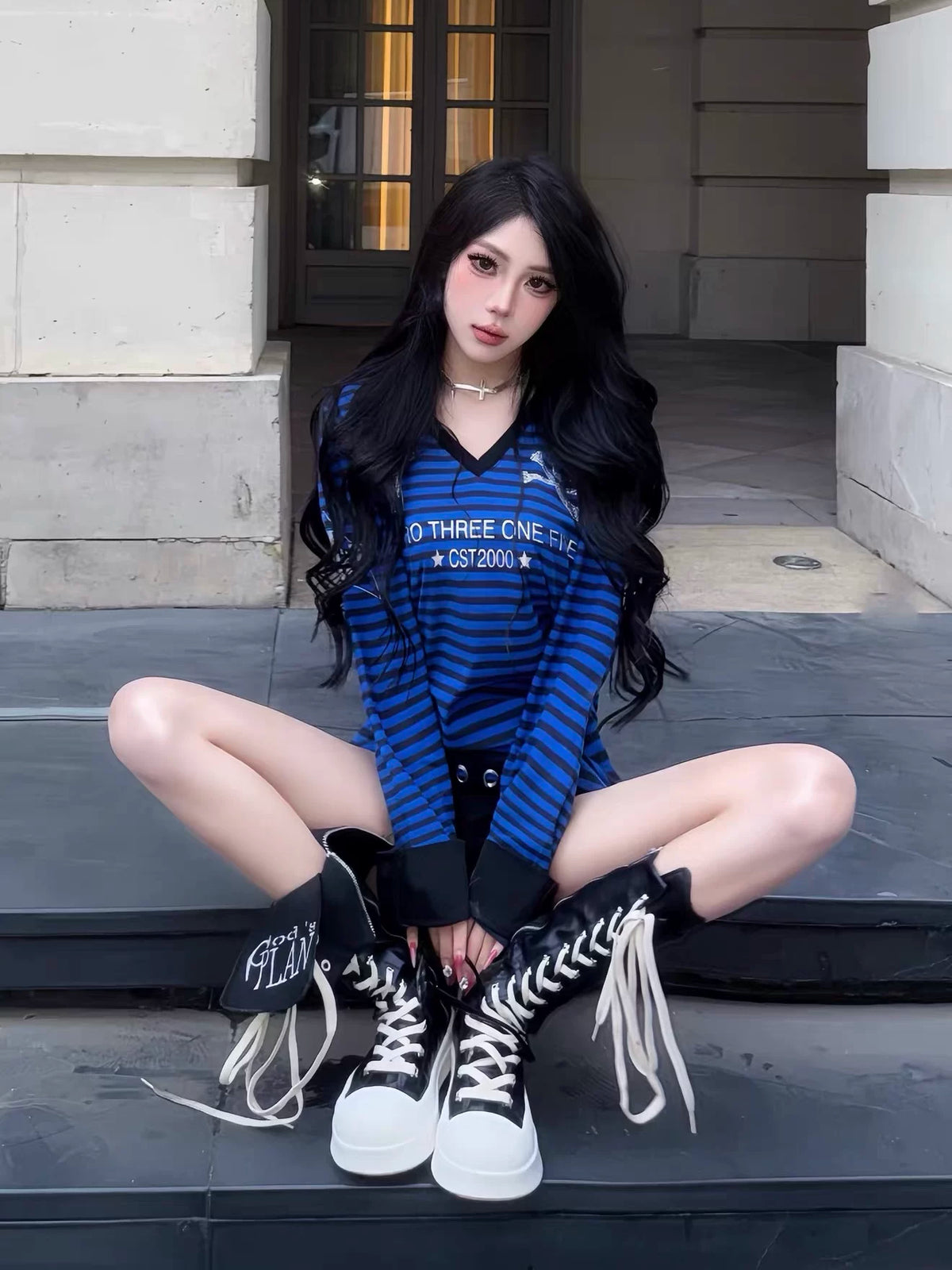 REBEL SKULL STRIPED TEE