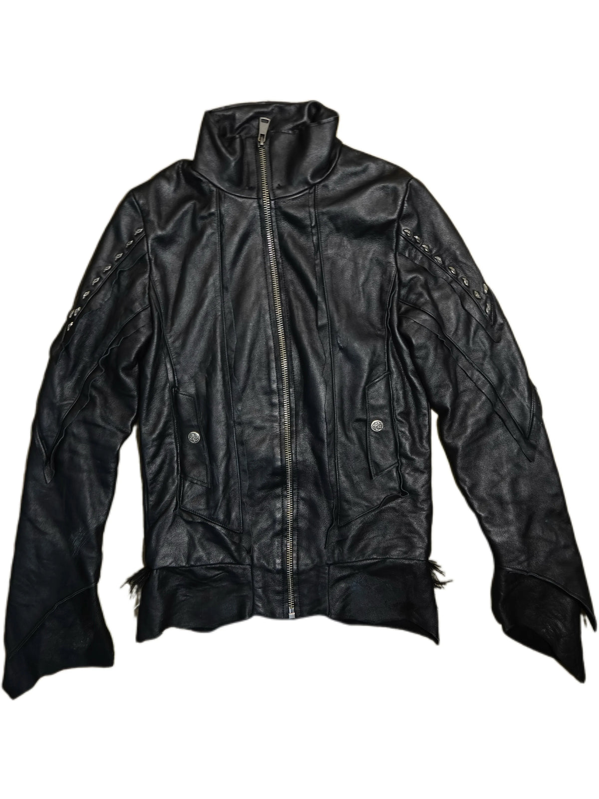 FUR COLLAR RIVET CROP JACKET