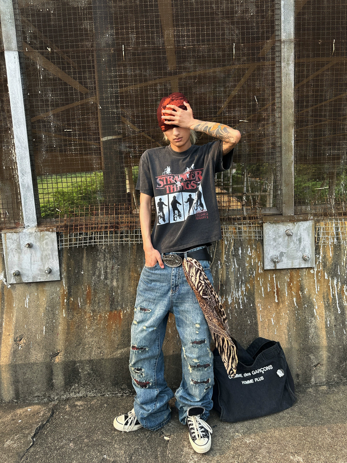 RIPPED STACKED SKINNY JEANS