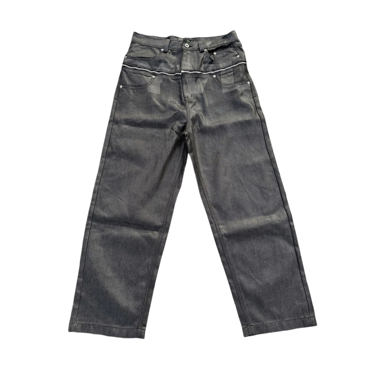 LASER PRINT PATCHWORK DENIM PANTS