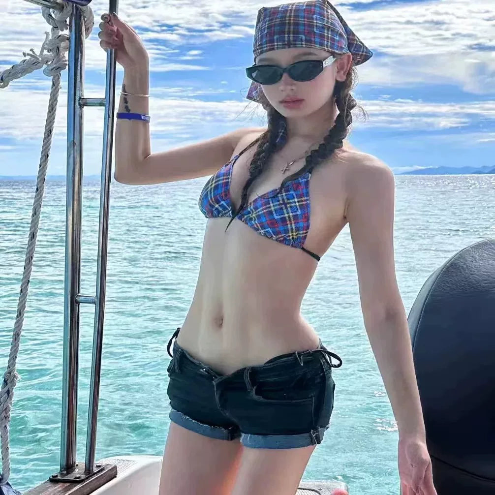CHECKERED BIKINI SET FOR SMALL BUSTS