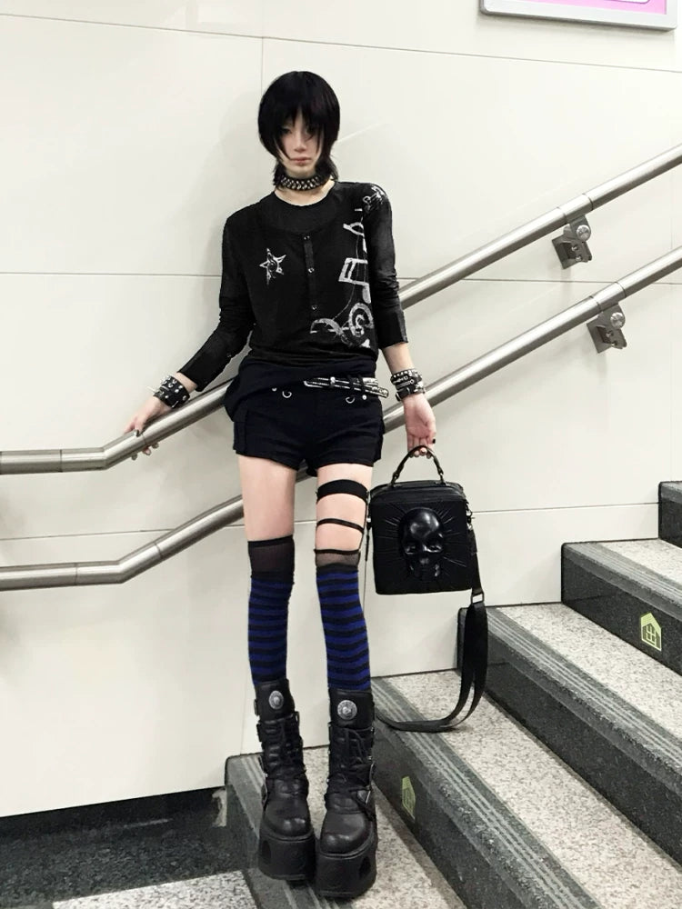TRANSPARENT LAYERED BUTTON T-SHIRT
