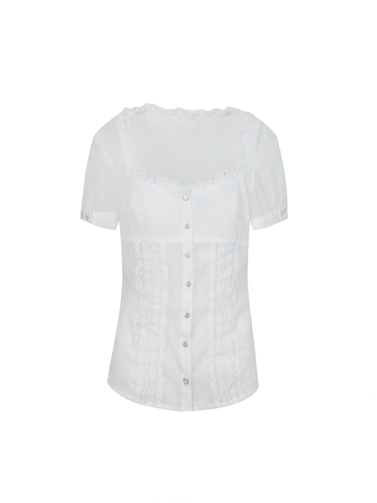 LACE SLEEVE SQUARE NECK BLOUSE