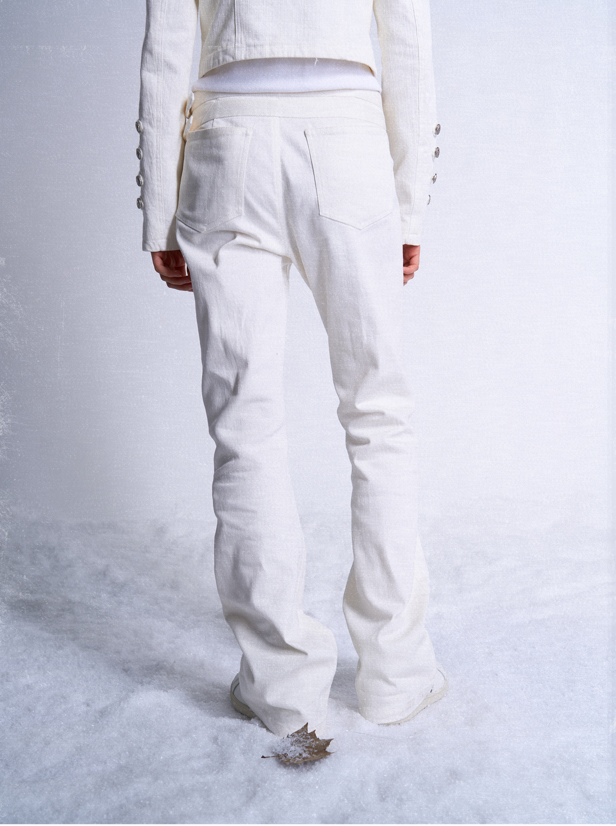SLIM FIT WHITE BAMBOO JEANS