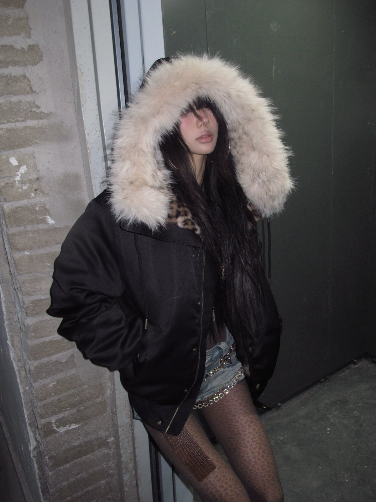LEOPARD PRINT HOODED JACKET