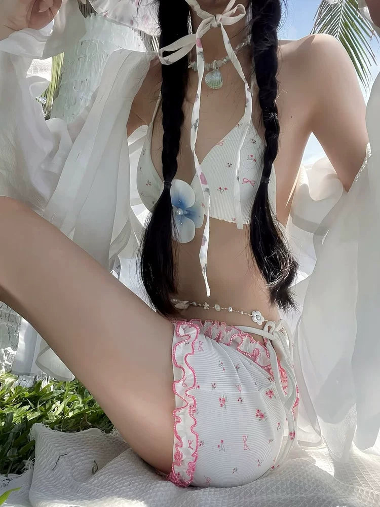 FLORAL TIE-STRAP BIKINI SET