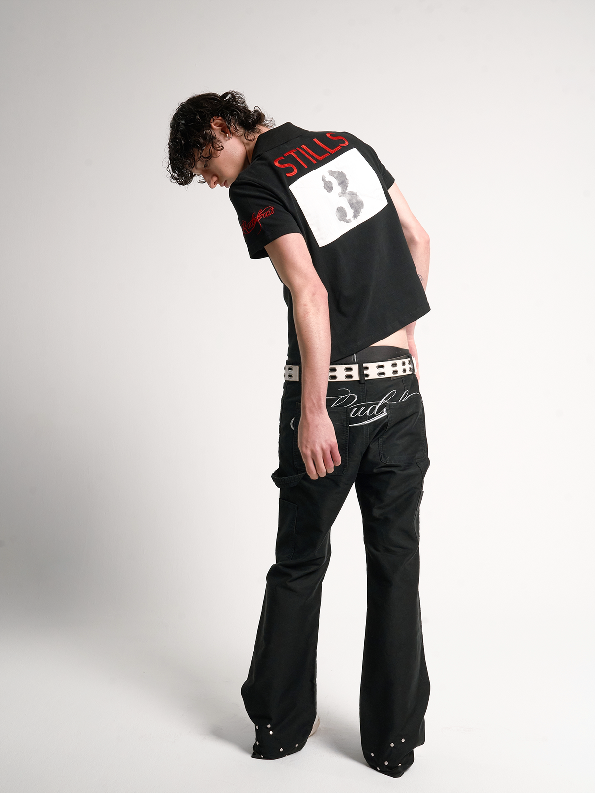 WASHED MOLESKIN STUDDED CASUAL PANTS