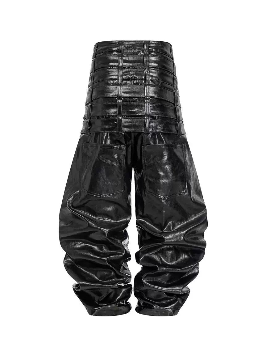 MULTI-WAIST LEATHER PANTS