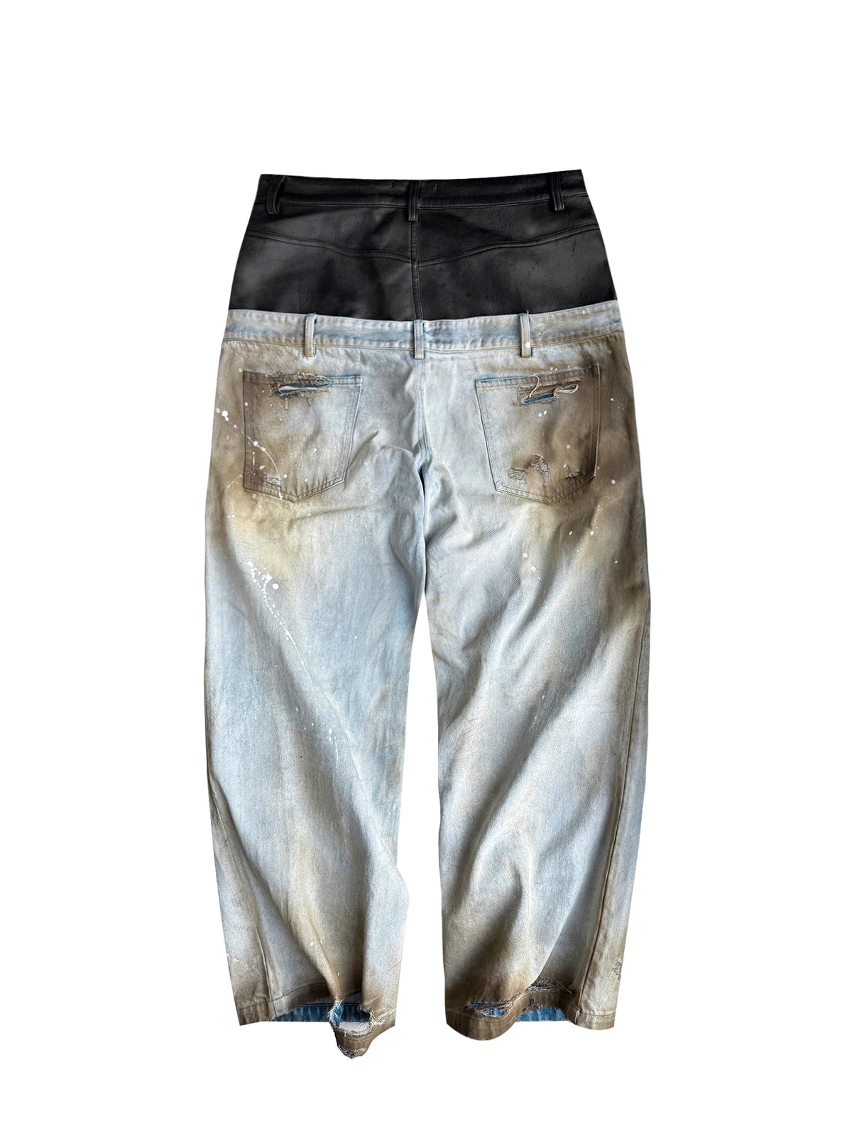 DISTRESSED DOUBLE-WAIST JEANS