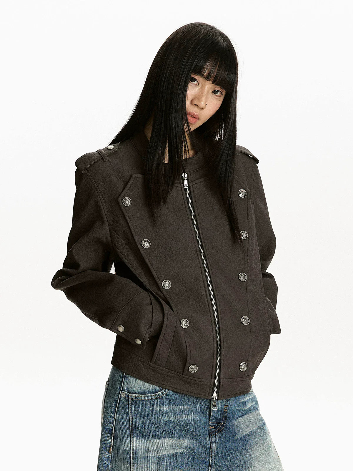 RETRO BIKER STYLE PU LEATHER JACKET