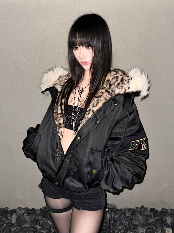 LEOPARD PRINT PILOT JACKET