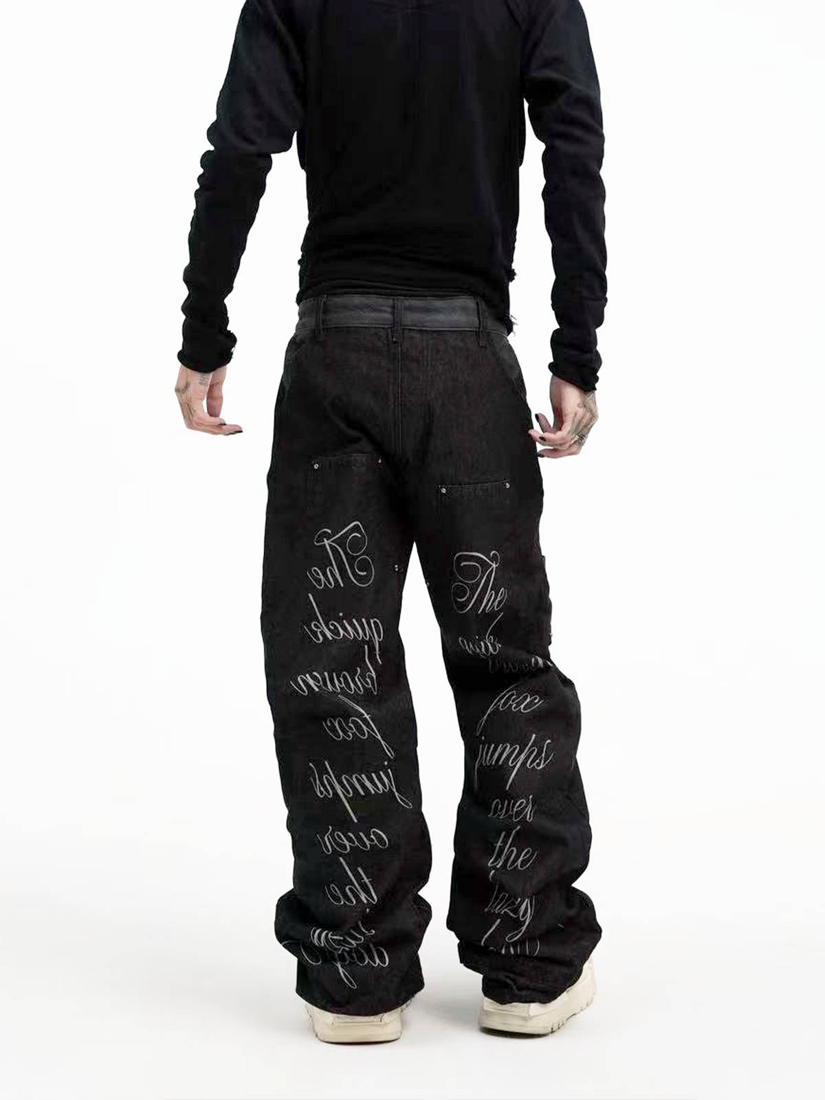 SNAKE PRINT WIDE LEG JEANS