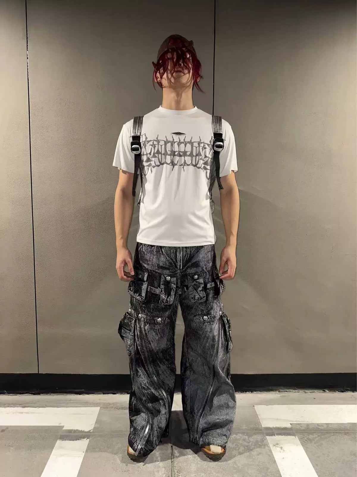 WINDPROOF WIDE LEG NYLON PANTS