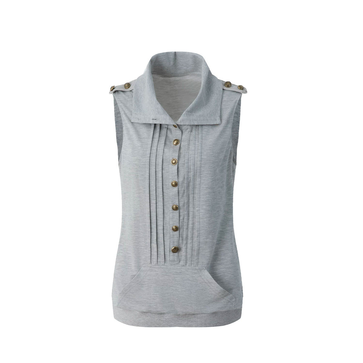 METAL BUTTON HIGH NECK TANK TOP