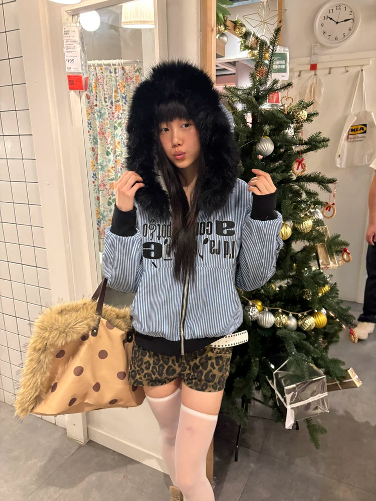 DISTRESSED LAMBSWOOL HOODED JACKET