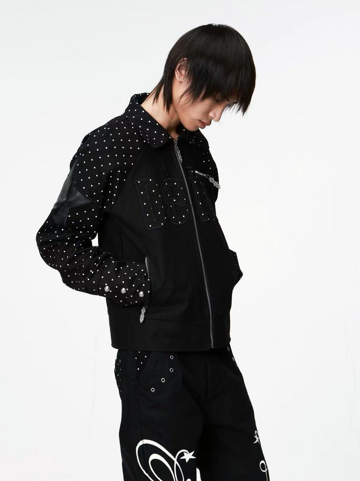 VINTAGE POLKA DOT ZIPPER JACKET