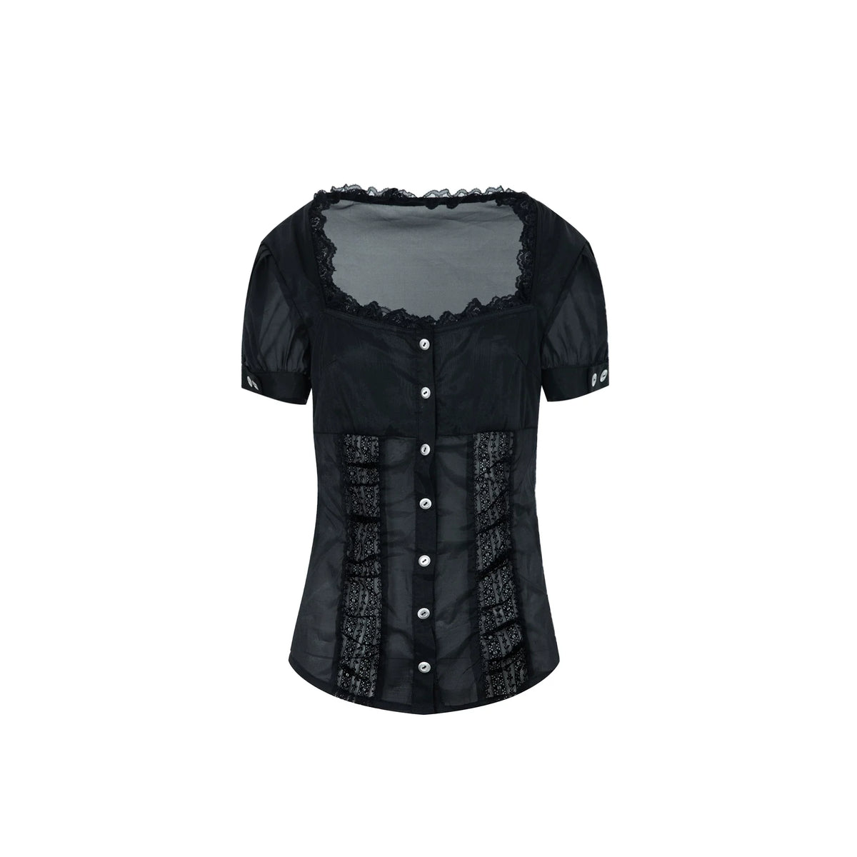 LACE SLEEVE SQUARE NECK BLOUSE