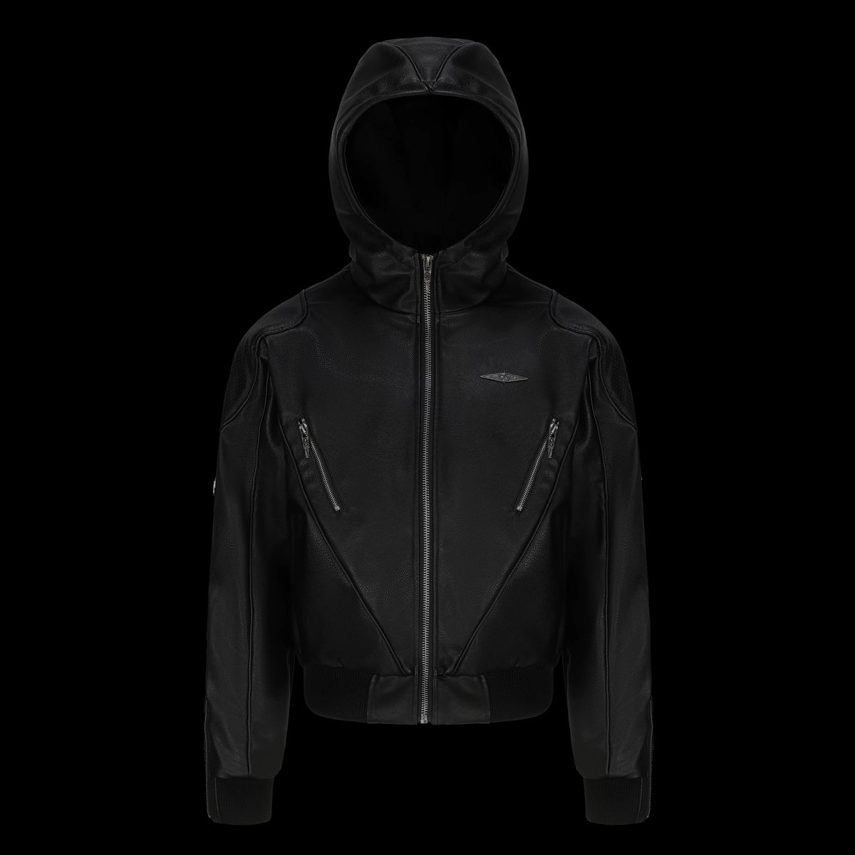 SPARKLY HOODED LEATHER JACKET