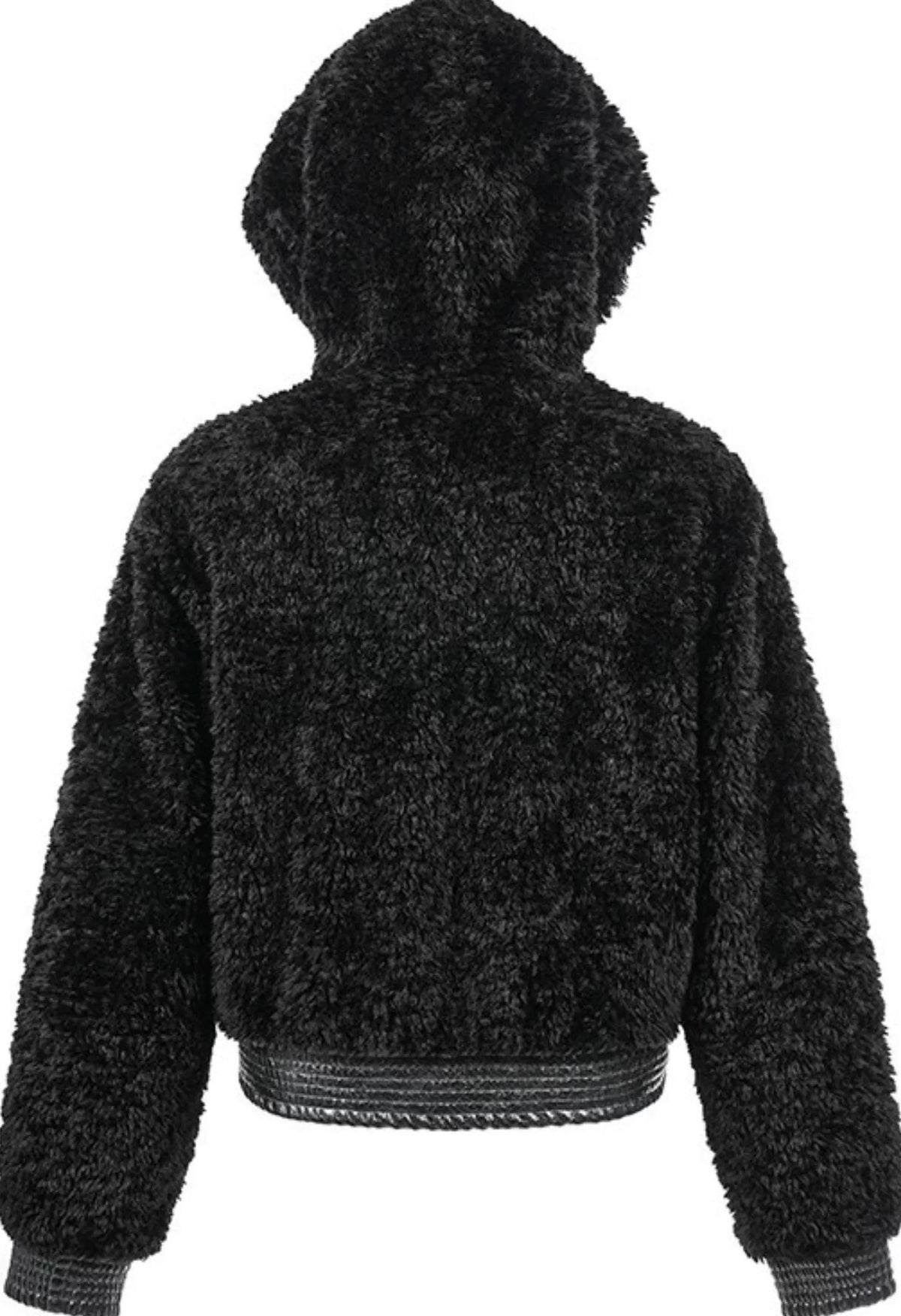 PLUSH PATCHWORK SUEDE HOODED JACKET