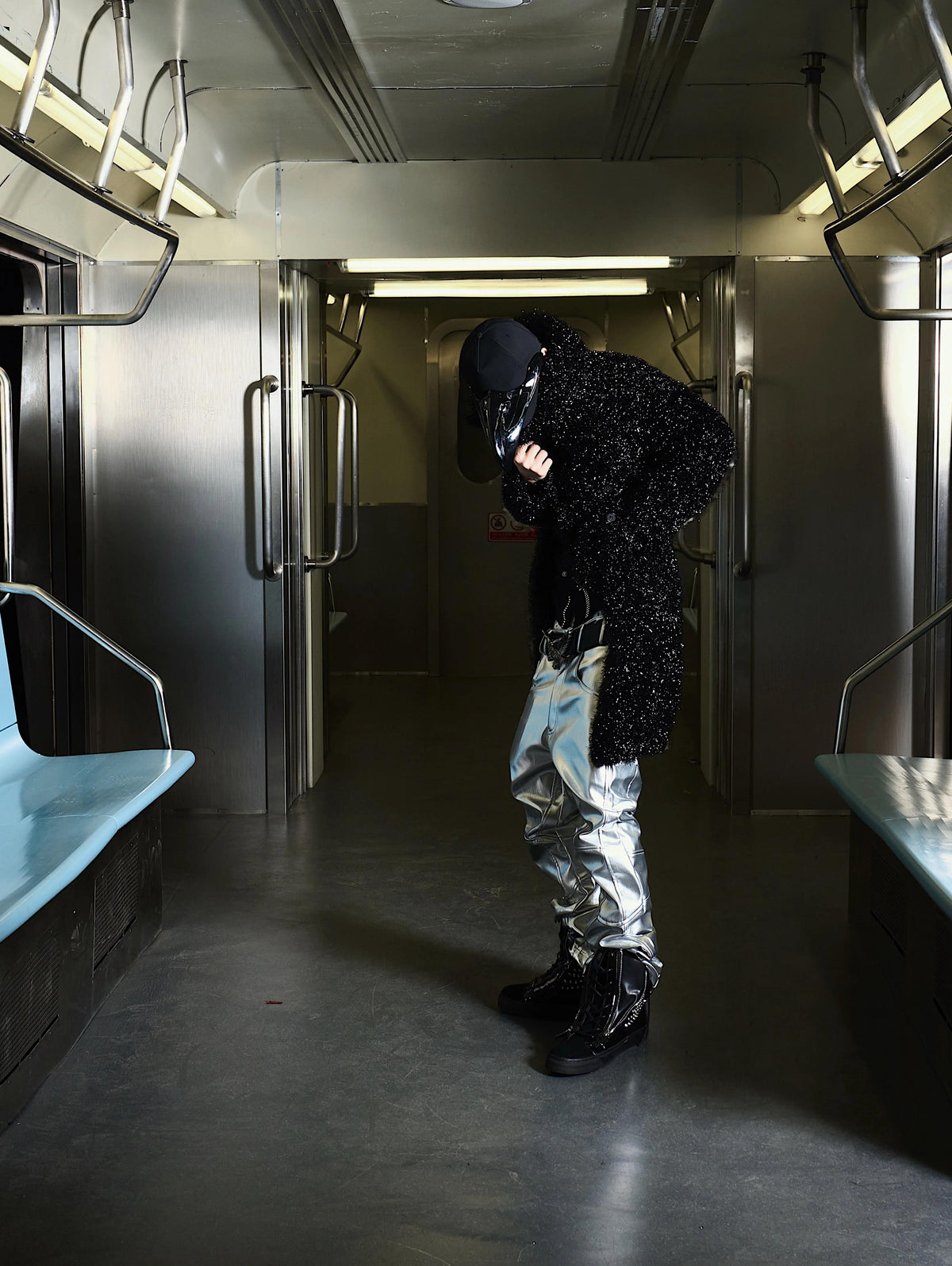 SILVER LIQUID LEATHER PANTS