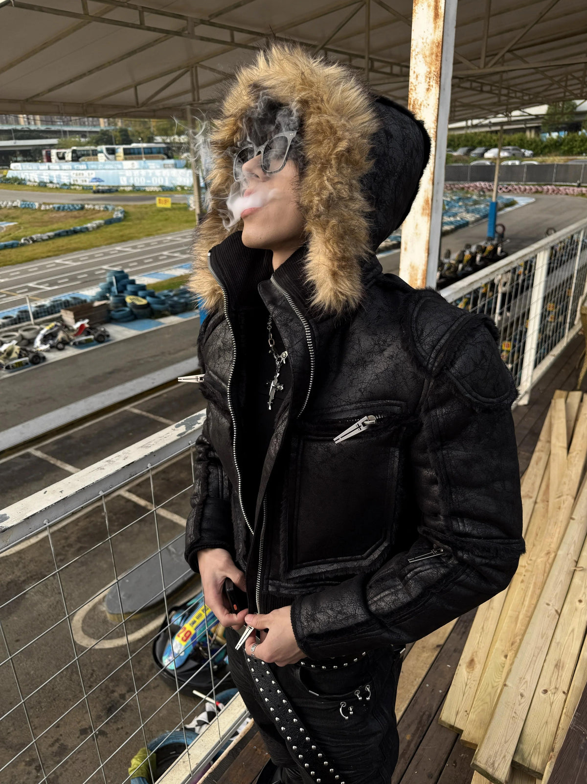 FAUX FUR MULTI-ZIPPER JACKET