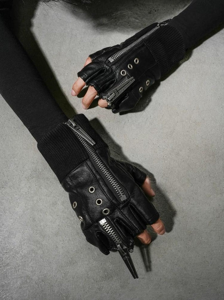 PUNK LAYERED ZIPPER GLOVES