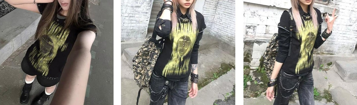 パンクガールスリムTシャツ