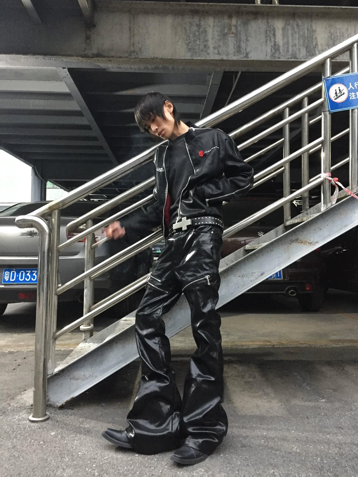 LIQUID METAL ZIPPER WAX PANTS