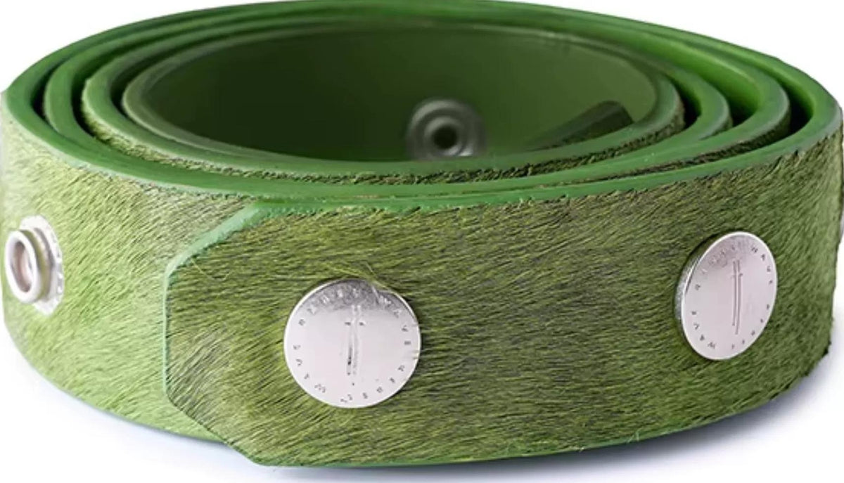 GREEN PONY HAIR BUCKLE BELT
