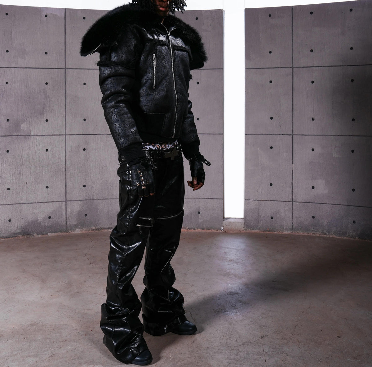 FUR COLLAR MULTI-ZIP JACKET