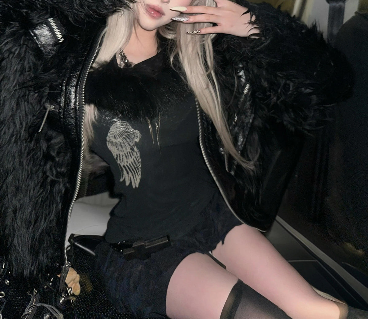 PATCHWORK LEATHER FUR JACKET