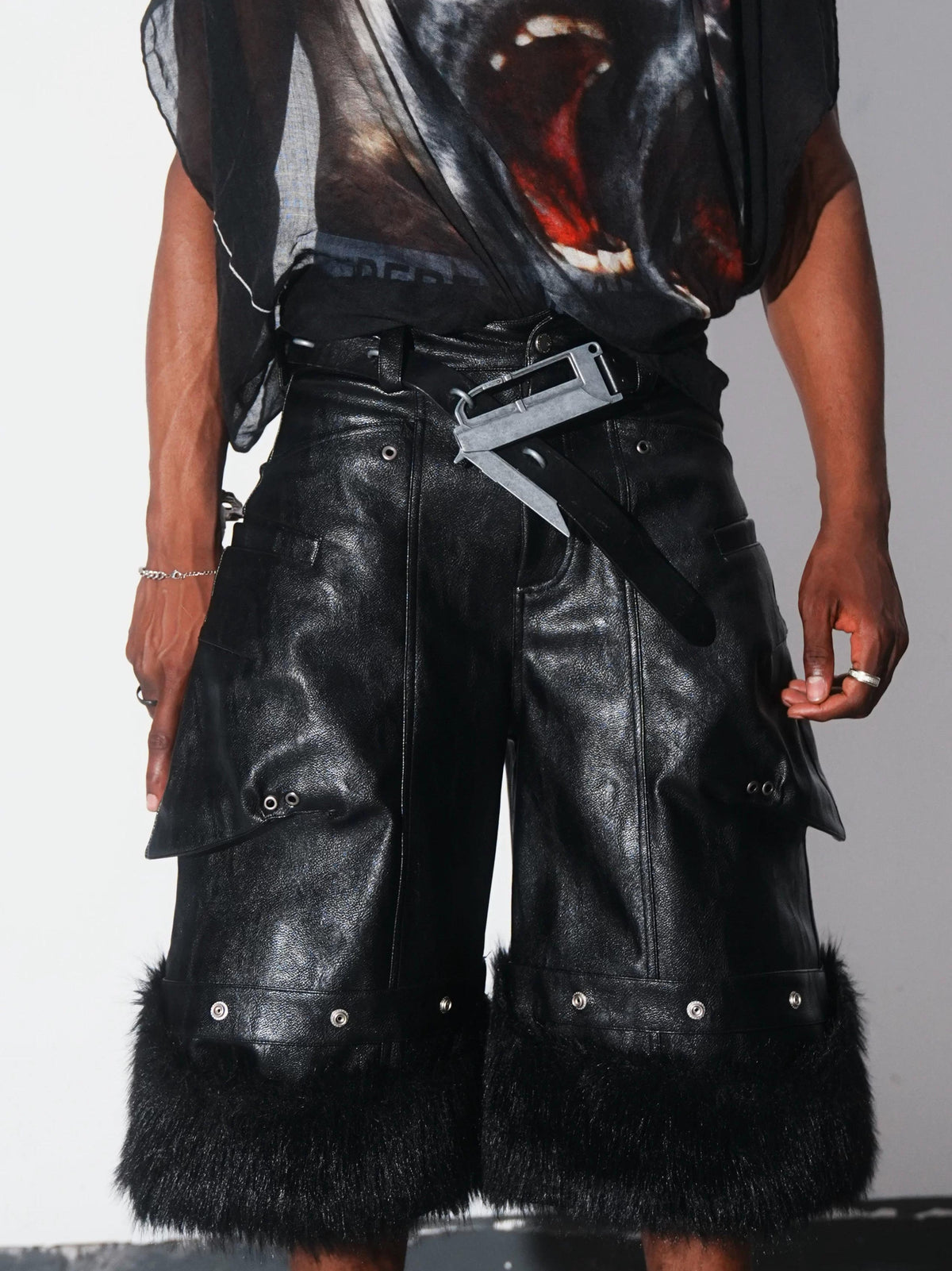 WAXED LEATHER WRESTLING PANTS