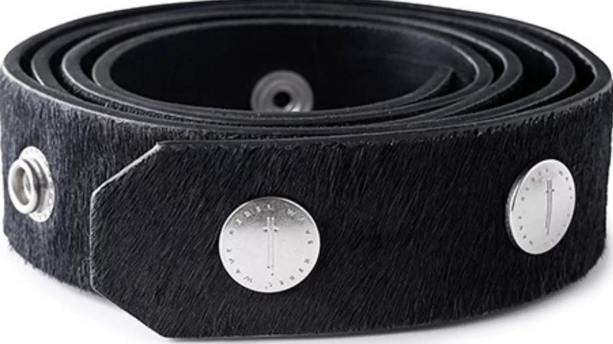 BLACK PONY HAIR BUCKLE BELT