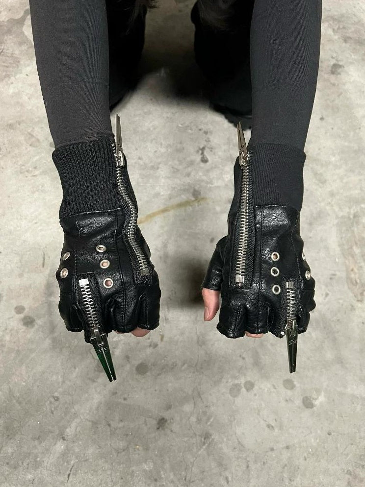 PUNK LAYERED ZIPPER GLOVES
