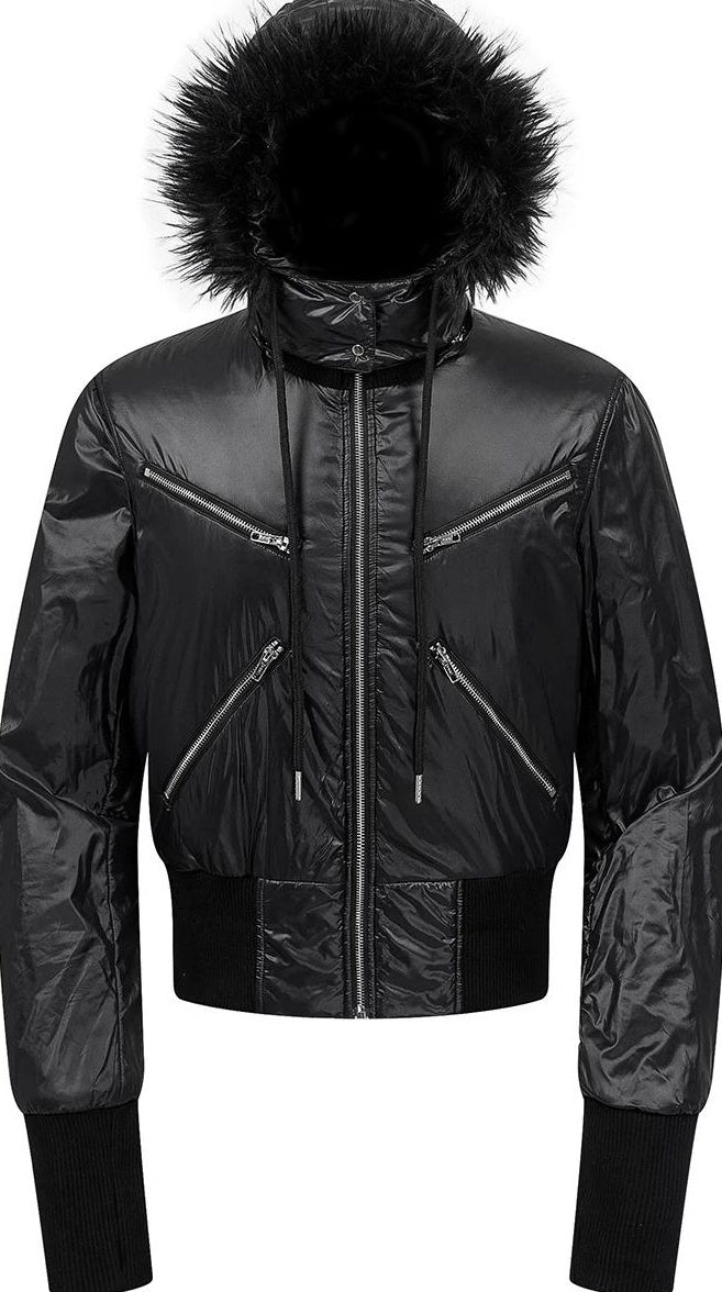 HOODED COTTON JACKET WITH DETACHABLE COLLAR