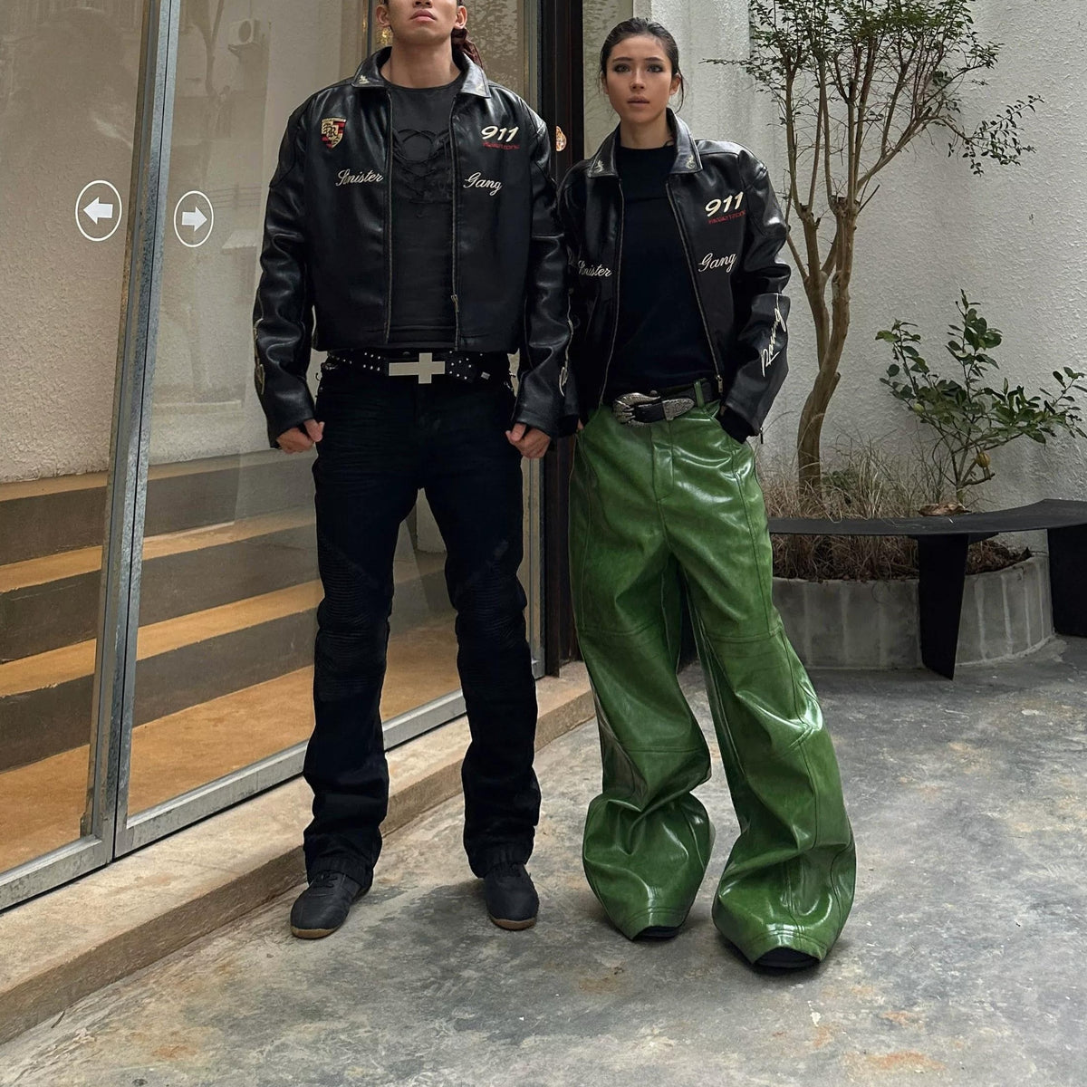 CRISPY GREEN LEATHER PANTS