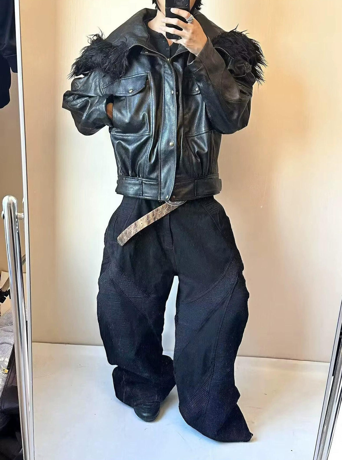 ALIEN RIPPLE WIDE LEG JEANS