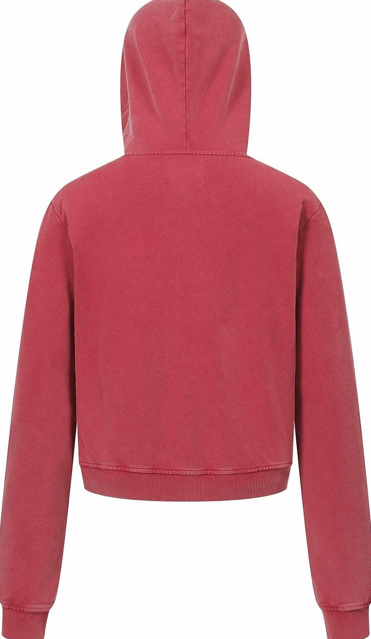 PINK WASHED ZIPPER HOODIE